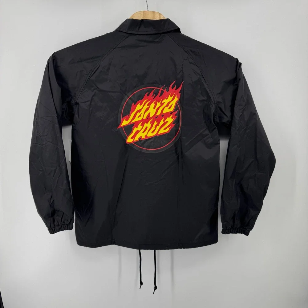 Etnies Santa Cruz SC Flame‎ Coaches Jacket Mens Small Black Nylon 4137000975 NEW